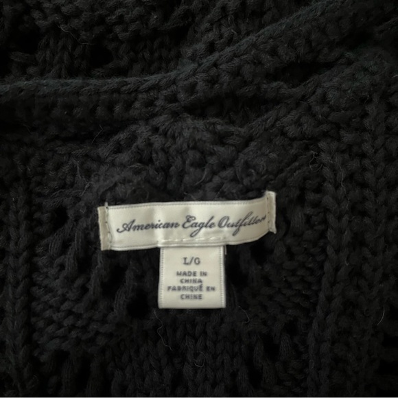 NWOT~American Eagle~Cropped Knit Sweater~Size L~Black~Cotton - Picture 8 of 9